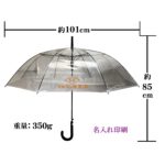 【４GＰ】６０㎝ビニール傘ジャンプ式８本骨 グラス骨透明（名入れ）
